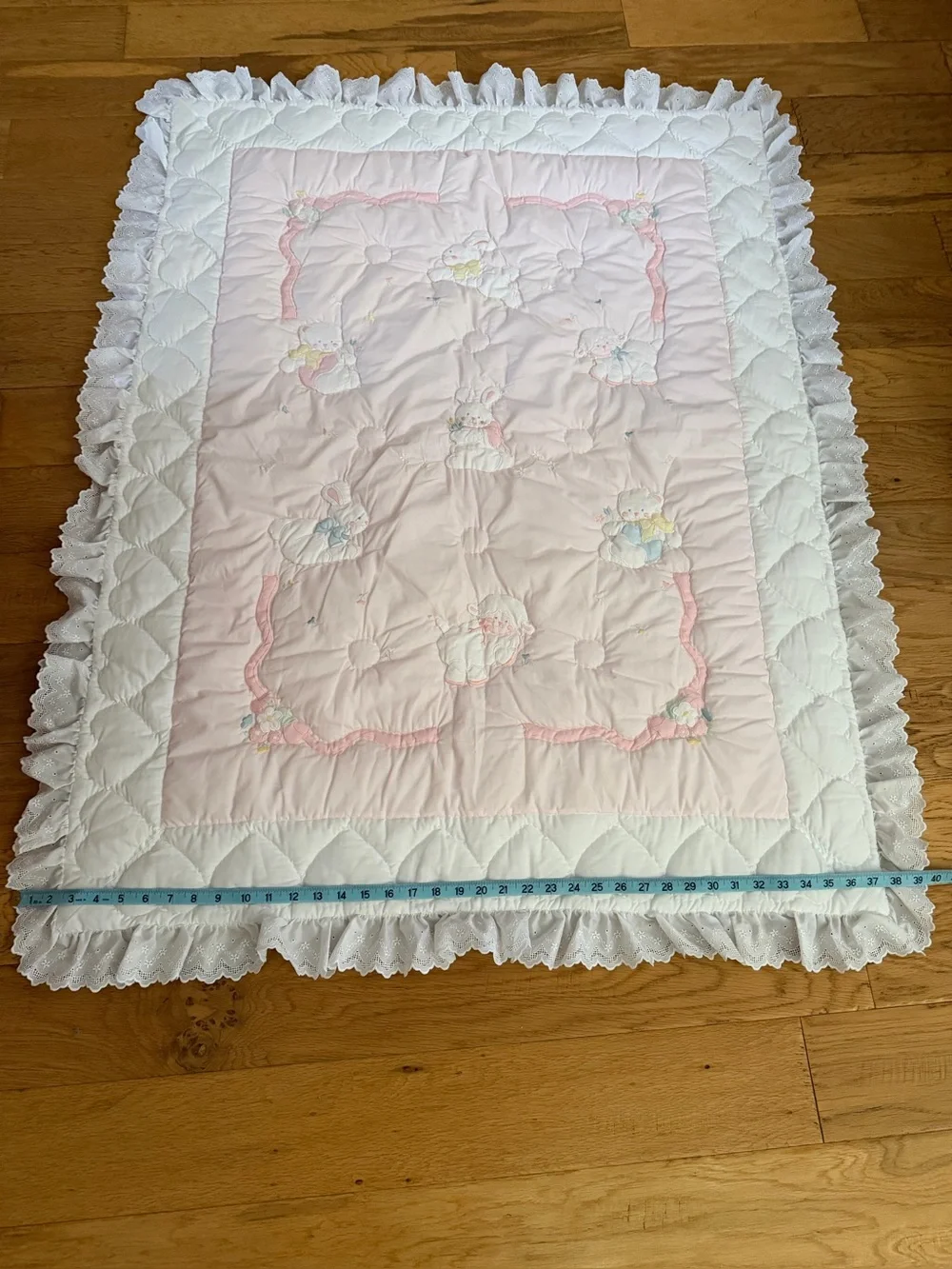 House of Hatten - 1980/1990 Vintage  Pink Quilted Baby/Toddler Bedspread